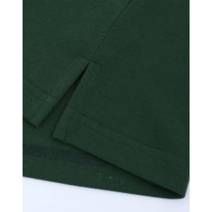 A green men's classic cotton/poly pique short-sleeve polo featuring side vents and a smooth finish.