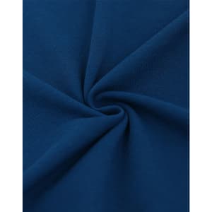 A close-up view of a deep navy blue cotton/polyester fabric, showcasing its smooth texture and folded appearance.