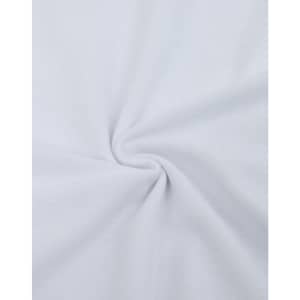 A close-up of white fabric featuring a smooth cotton/poly blend texture, with a slight sheen and circular pattern.