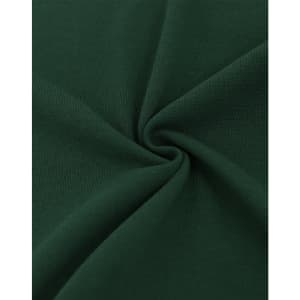 A close-up of dark green fabric with a smooth, textured finish, showcasing its soft cotton/poly blend.