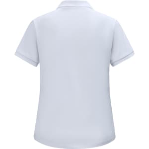 A light blue ladies' short-sleeve polo shirt with a classic pique fabric and a brand logo.