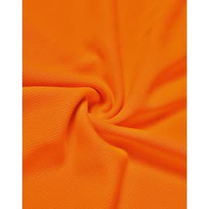 An orange fabric showcasing a textured pattern, suitable for polo shirts. The material appears lightweight and breathable.