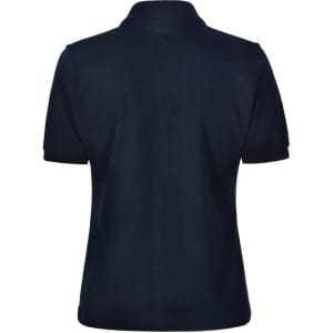 A navy polo shirt featuring contrast piping at the collar and sleeves, showcasing a classic design.