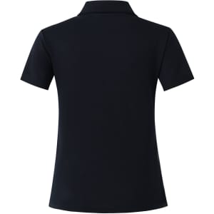 A navy short sleeve polo shirt featuring a sleek design and a logo on the back.