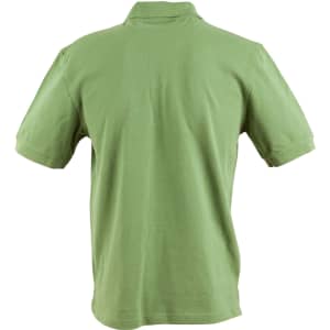 A green Men's Longbeach Polo shirt with a classic collar and short sleeves, featuring an iconic logo.