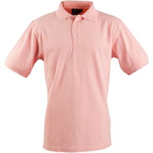 A light pink Men's Longbeach Polo with a classic collar and a logo. Perfect for casual wear.
