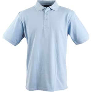 A light blue Men's Longbeach Polo shirt with a classic polo collar and short sleeves, featuring a logo.
