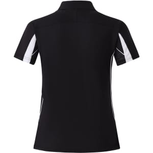 A navy short sleeve polo shirt with white detailing and a subtle logo.