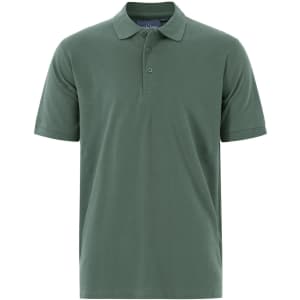 Men's cotton stretch polo in a soft green colour, featuring a classic collar and a logo on the chest.