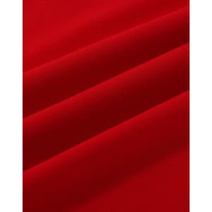 A vibrant red cotton stretch fabric with soft folds, suitable for polo shirts. Features a logo.