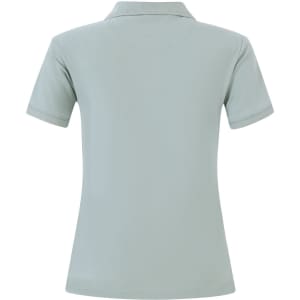 A ladies cotton stretch polo in a soft green colour, featuring a collared design and short sleeves.