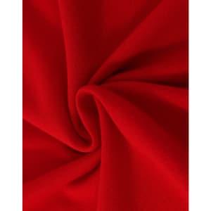 A close-up view of red cotton fabric, showcasing its soft texture and stretch quality. The fabric is smooth and pliable.