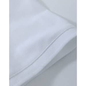 A white ladies cotton stretch polo shirt, featuring a classic collar and short sleeves, with a logo present.
