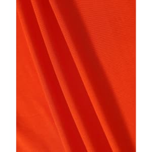 A close-up of orange fabric featuring a textured surface, ideal for polo shirts. The image includes a logo.