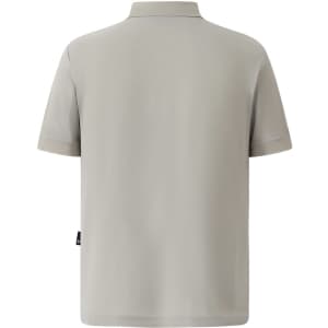 A grey men's polo shirt featuring a standard collar and short sleeves. It has a logo on the front.