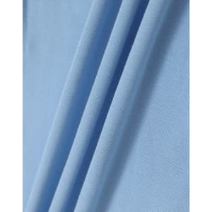 A close-up of light blue fabric, showcasing the texture and folds of a polo shirt material.