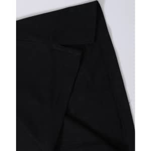 A black polo shirt featuring a classic collar and a logo, highlighting the fabric texture and stitching details.
