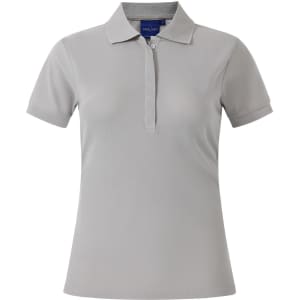 A light beige ladies' polo shirt with a collar and short sleeves, featuring a small logo.