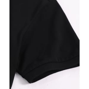 A black men's ultrafine cotton pique polo featuring short sleeves and a smooth texture, with a logo present.