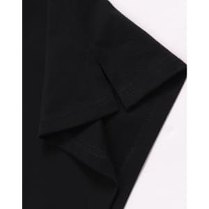 A black men's ultrafine cotton pique polo highlighting the sleeve details and stitching. Features a logo.