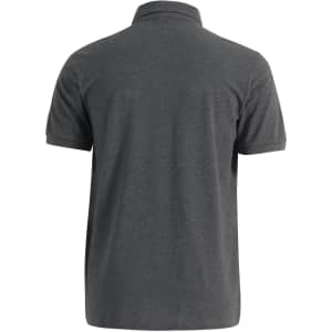 A grey men's ultrafine cotton pique polo shirt, featuring a collar and short sleeves, with a logo on the back.