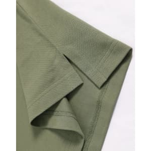 An olive green men's ultrafine cotton pique polo featuring detailed sleeve design and a logo.