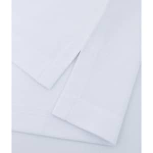A Men's Ultrafine Cotton Pique Polo in white, featuring carefully stitched hems and a branded logo.