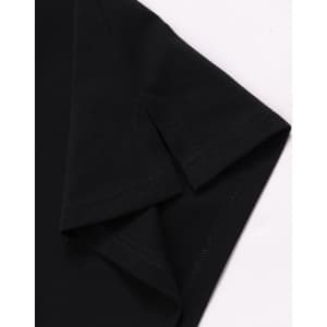 A black ultrafine cotton pique polo featuring a folded sleeve, with a small logo on the fabric.