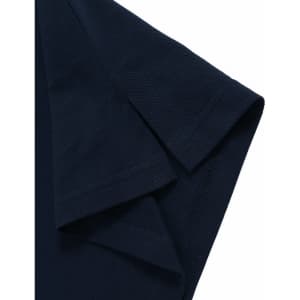 A navy blue ultrafine cotton pique polo with detailed stitching and a folded sleeve. It features a branding logo.