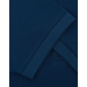 A navy ultrafine cotton pique polo with folded sleeves, featuring a logo.