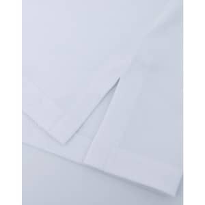 A close-up of a white ultrafine cotton pique polo, featuring textured fabric and neatly folded hems.