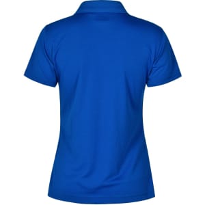 A ladies' Cooldry textured polo shirt in vibrant blue, featuring a collar and short sleeves, with a logo on the neck.
