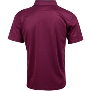 A maroon Men's Cooldry Pique Short Sleeve Polo Shirt with a solid colour and a collar. Features a logo.