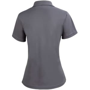 A ladies' rapid cool short sleeve polo shirt in grey with a contrasting design and a logo.