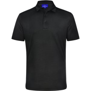 Men's short-sleeve polo shirt in black, featuring a collar and a logo on the chest. Made from bamboo charcoal fabric.