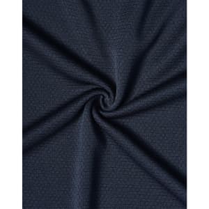 A navy blue fabric with a textured pattern, suitable for polo shirts, featuring a subtle weave.