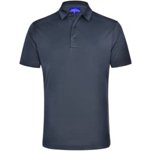Men's short-sleeve polo in dark grey, featuring a collar and a logo on the chest area.