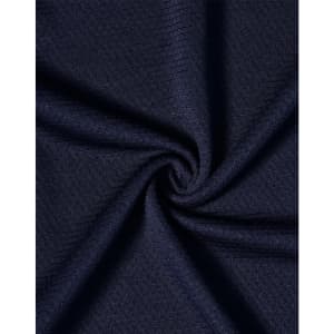 A navy blue fabric with a textured weave, showcasing a smooth and lightweight material suitable for polo shirts.