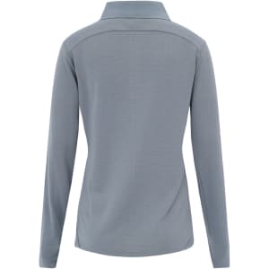 A grey Ladies' Bamboo Charcoal long-sleeve polo shirt with a collar and a logo on the back.