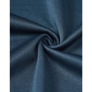 A close-up of dark blue poly/cotton fabric, showcasing a smooth and even texture, ideal for polo shirts.