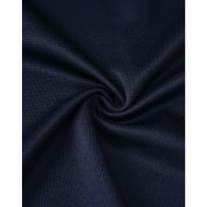 A close-up of dark navy fabric with a smooth, textured weave, ideal for polo shirts. It has a slight stretch.