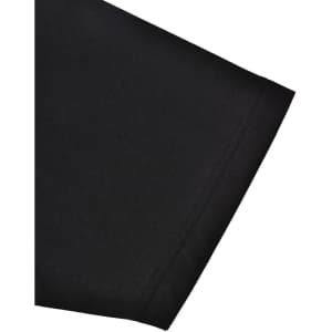 A close-up of a black polo shirt sleeve, featuring contrasting stitching and a small logo.