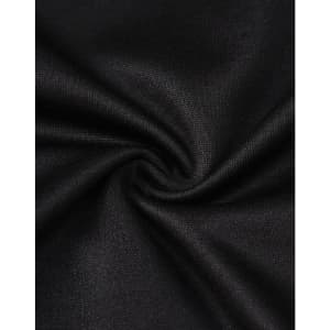 A close-up of black sustainable poly/cotton fabric, showcasing a smooth and sleek texture.
