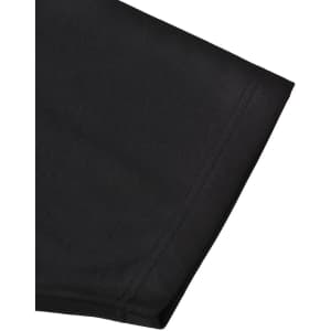 A black polo shirt featuring a short sleeve with contrast stitching and a logo.