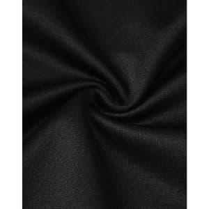 A close-up of black fabric, showcasing a smooth texture with a slight stretch, typical of polo shirt material.