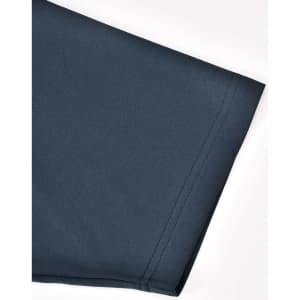 A short sleeve polo shirt in a dark navy blue with a smooth fabric texture and a logo.
