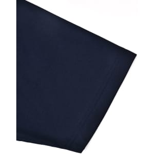 A navy blue men's polo shirt featuring contrast detailing and a logo. The fabric is a sustainable poly/cotton blend.