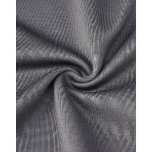 A close-up of grey sustainable poly/cotton fabric, showcasing a smooth and soft texture with a swirl design.
