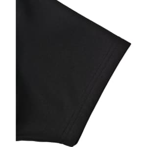 A black polo shirt featuring a short sleeve with a contrast finish and a logo.