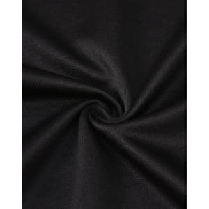 A close-up of black fabric showcasing a smooth, sustainable poly/cotton blend with a subtle texture.